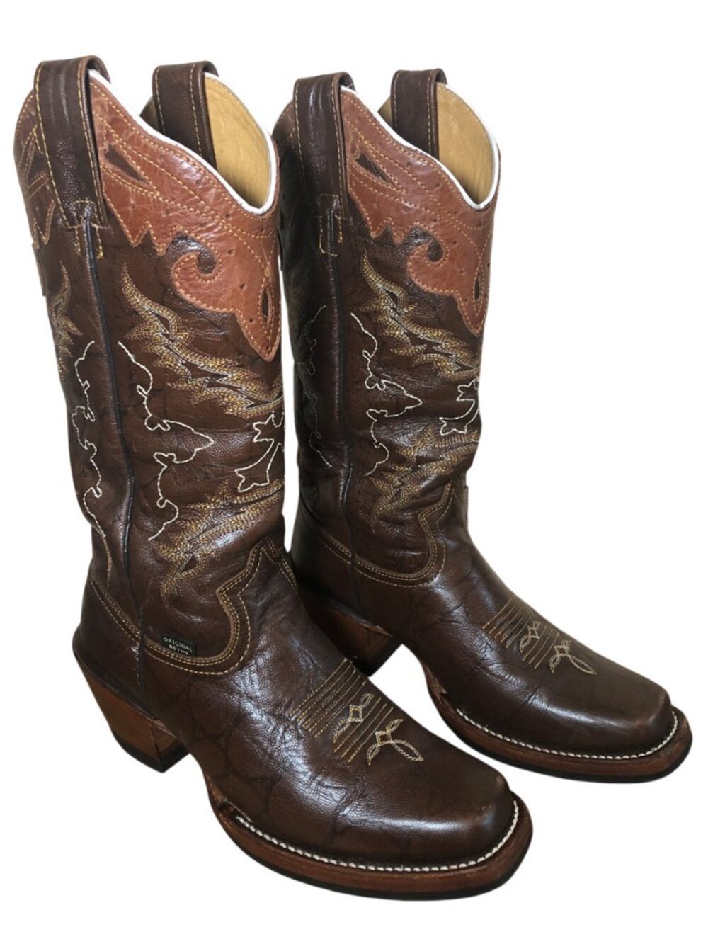 Reyme Leather Western Boots Cowgirl Cowboy Boots sz 7.5 Mexico Boho Festival